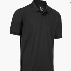 Premium Wear Men's High Moisture Wicking Polo T Shirts, Size 2X, Black